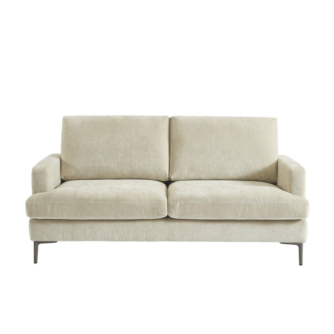 Wenda 3-Seater Fabric Upholstered Stationary Couch - Beige