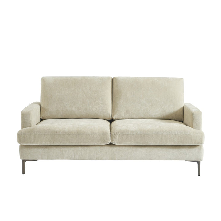 Wenda 3-Seater Fabric Upholstered Stationary Couch - Beige