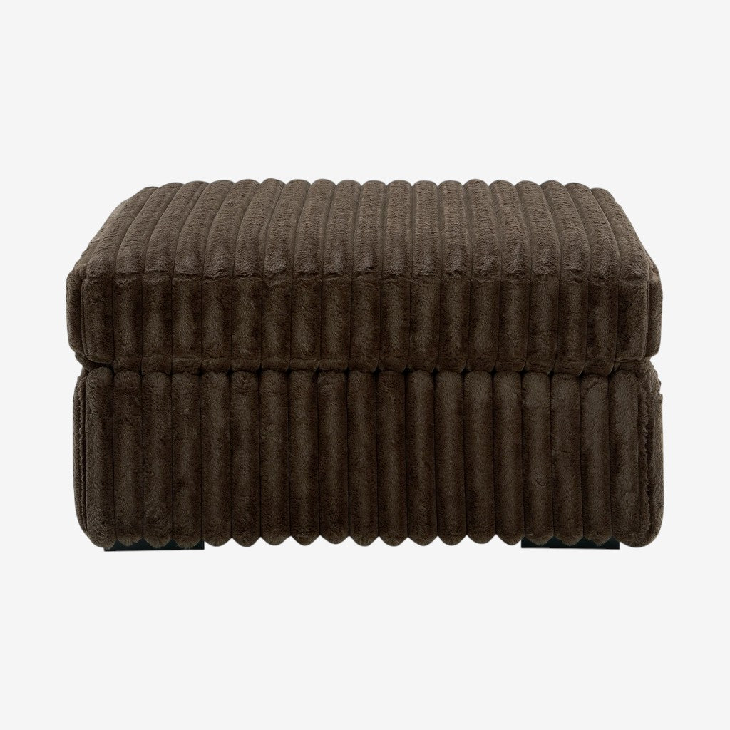 Midnight-madness Oversized Accent Ottoman In Fabric Upholstery - Chocolate - Close-Up Detail