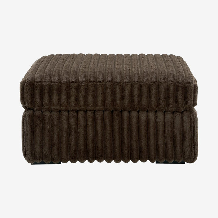 Midnight-madness Oversized Accent Ottoman In Fabric Upholstery - Chocolate - Close-Up Detail