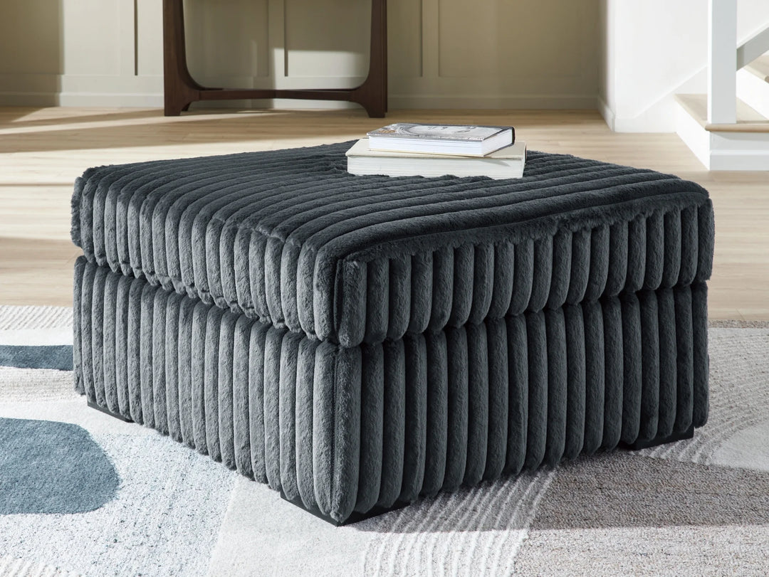 9810508 Midnight-madness Oversized Accent Ottoman In Fabric Upholstery - Gunmetal | Signature Design By Ashley