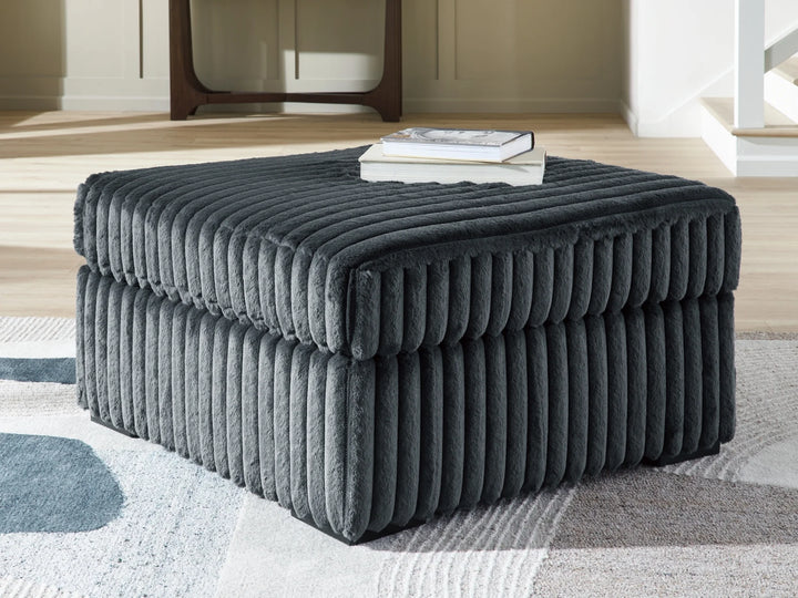 9810508 Midnight-madness Oversized Accent Ottoman In Fabric Upholstery - Gunmetal | Signature Design By Ashley