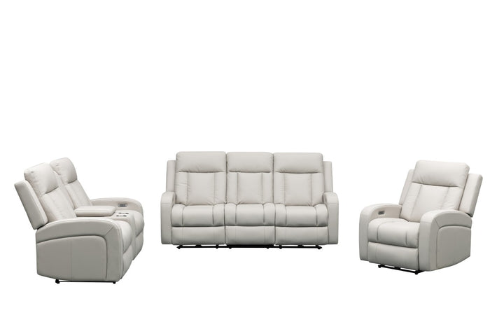 Sudex 3-Piece Beige Power Recliner Set in Top Grain Leather