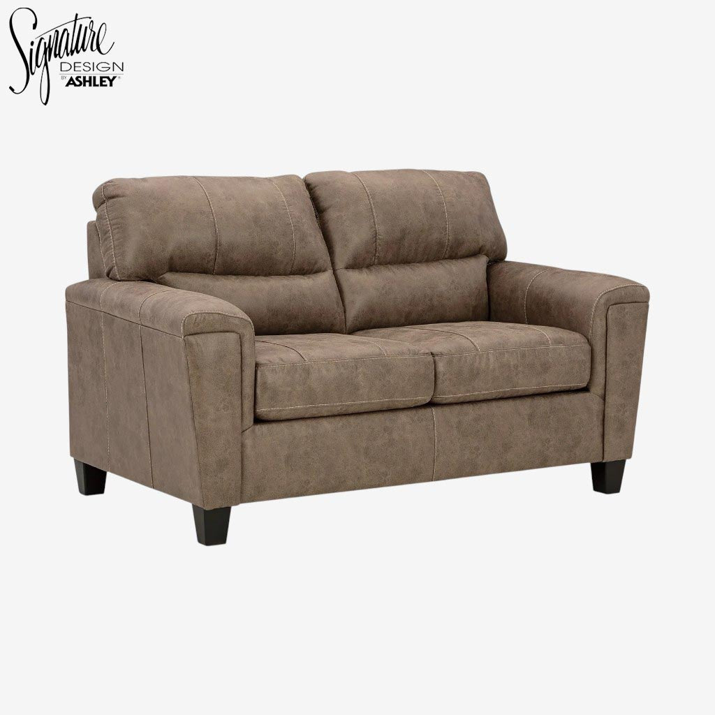 9400435 Navi Loveseat in Leather Upholstery - Fossil | Signature Design By Ashley
