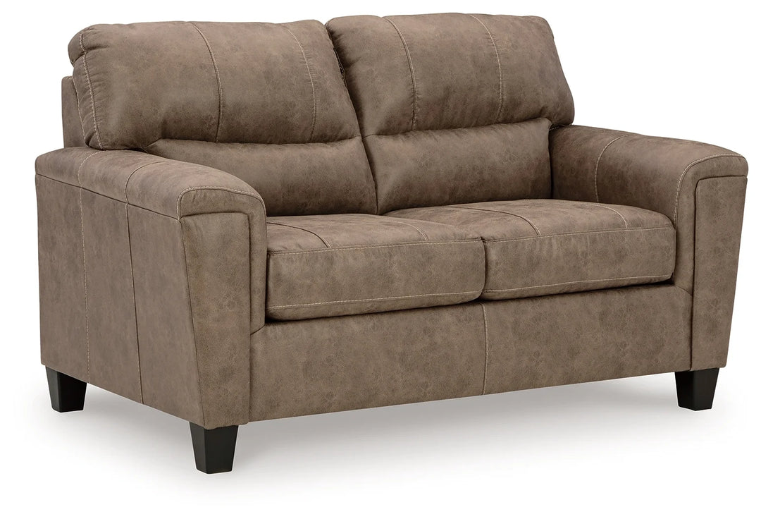 9400435 Navi Loveseat in Leather Upholstery - Fossil | Signature Design By Ashley