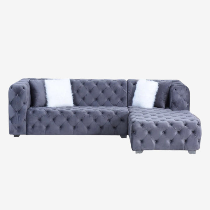 Orchid 3-Seater Fabric Upholstered Sectional Sofa - Grey | Available In LHF/ RHF Configuration