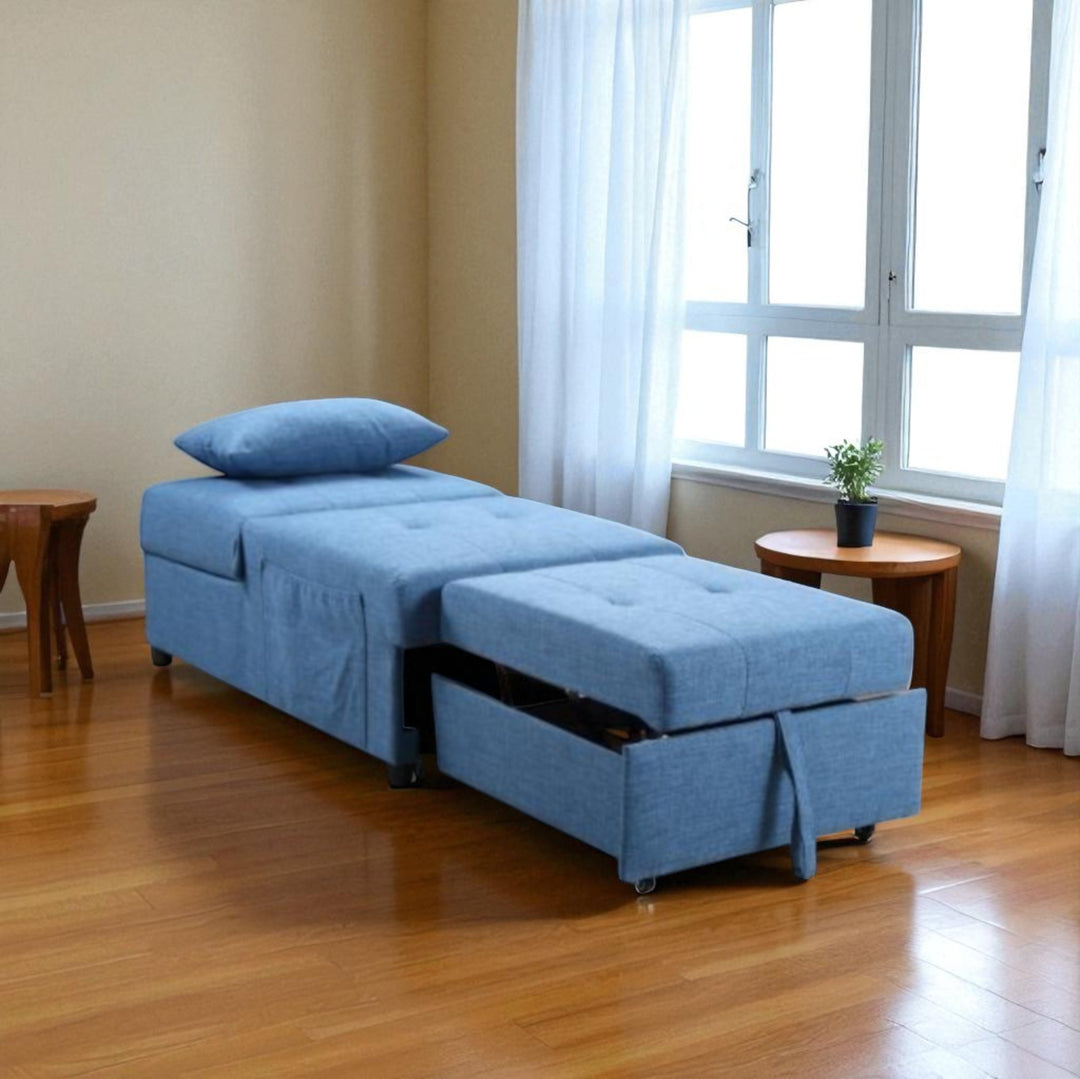 Florence Convertible Sleeper Chair In Fabric Upholstery - Blue