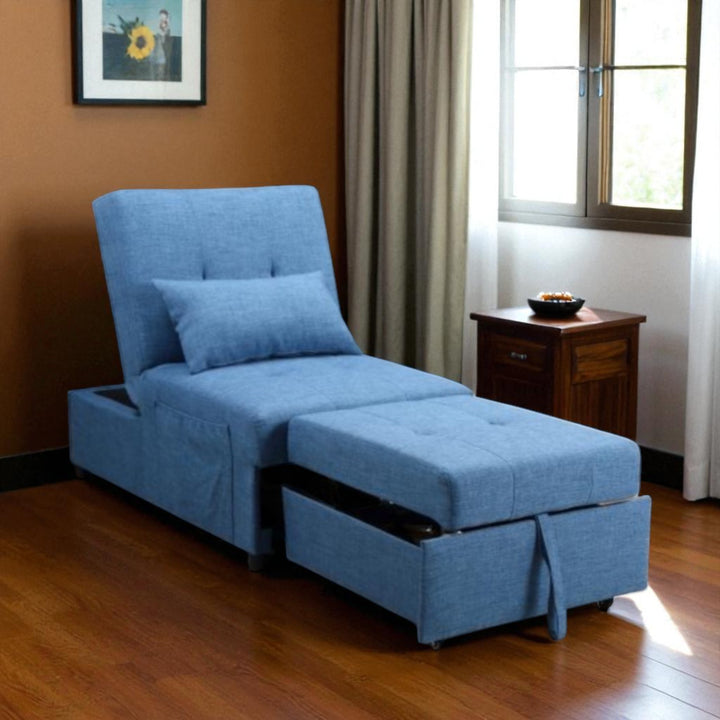 Florence Convertible Sleeper Chair In Fabric Upholstery - Blue
