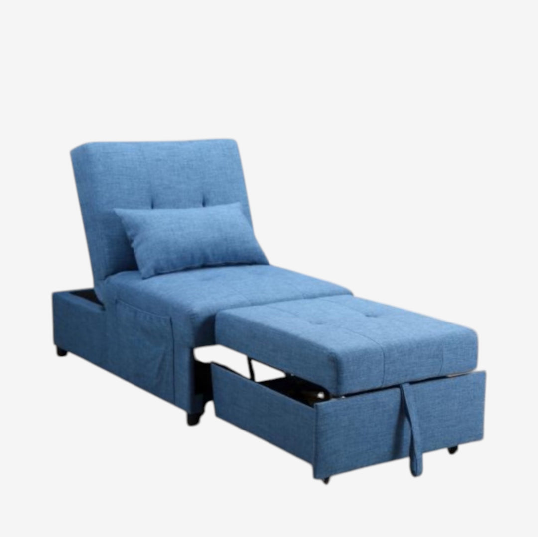 Florence Convertible Sleeper Chair In Fabric Upholstery - Blue