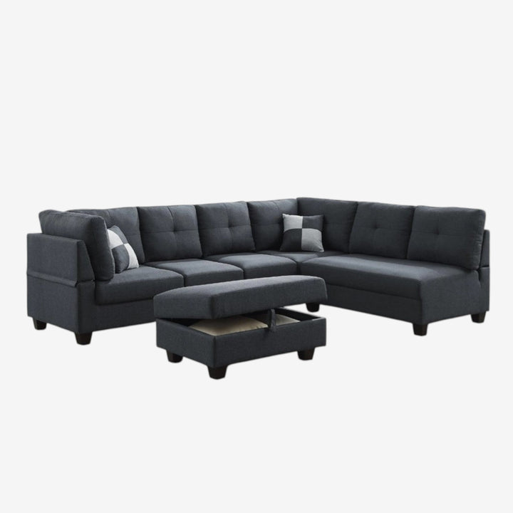 Maxime 4-Piece Fabric Upholstered Sectional Sofa With Reversible Chaise - Grey