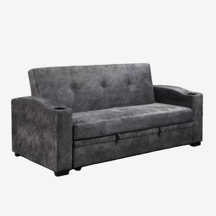 Hailey Fabric Upholstered Sofa Bed With Cup Holders - Grey