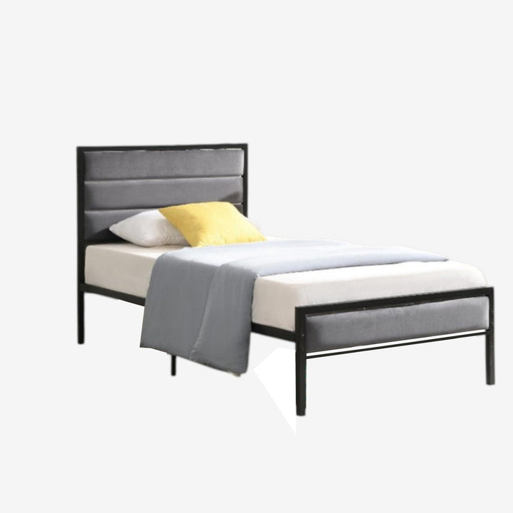 River Metallic Platform Bed Frame With USB Charging Ports - Grey/ Black