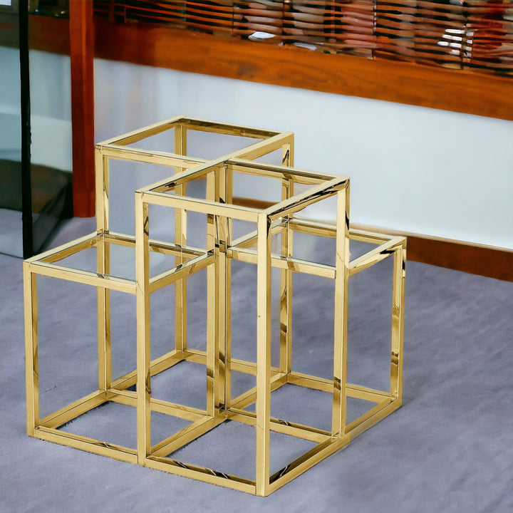 Splendor Metal & Glass Accent Table With Appealing Gold Finish