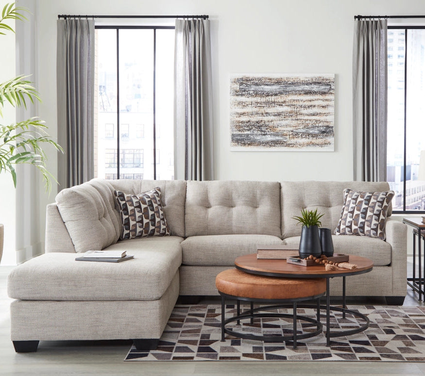 Mahoney 2-Piece Sectional Sofa In Fabric Upholstery - Pebble | Signature Design By Ashley