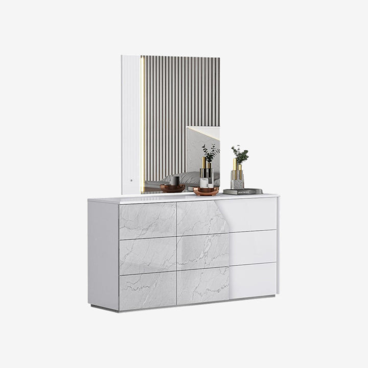 Quartz Wooden Vanity Dresser With Spacious Storage Drawers - Dark Brown