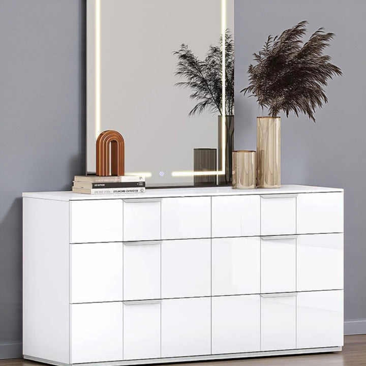Cyrus Wooden Vanity Dresser With Spacious Storage Drawers & LED Mirror - White