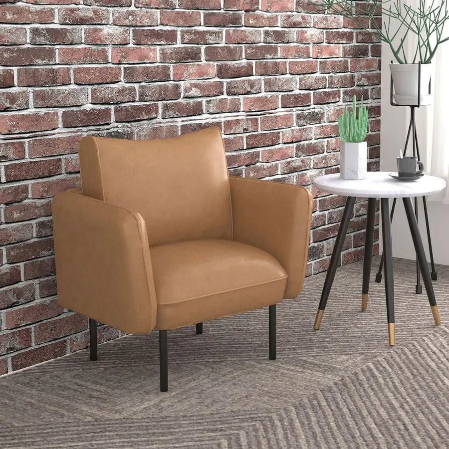 Nspire Modern Faux Leather Accent Chair in Saddle