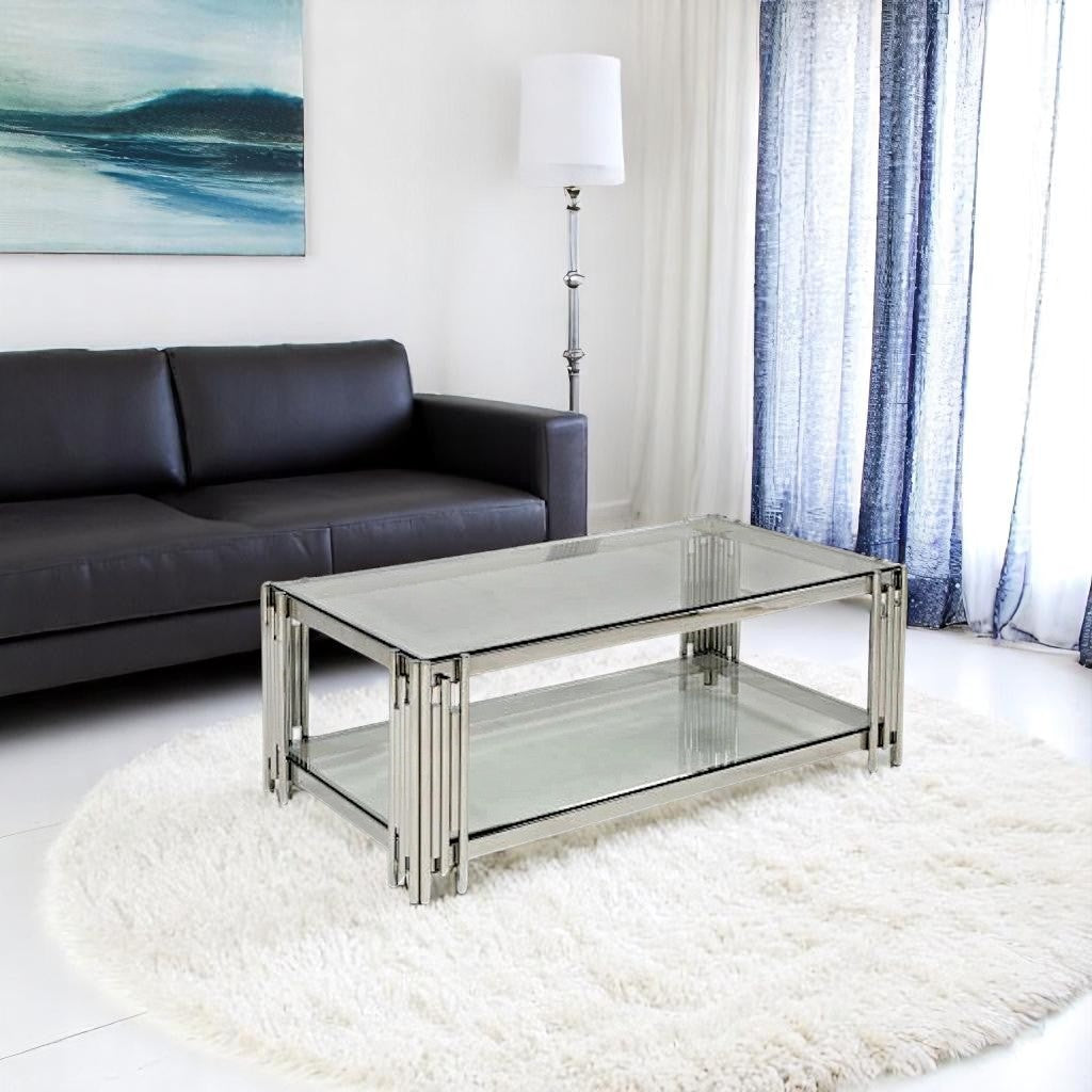 Belini Stainless Steel Coffee Table With Chrome Finish
