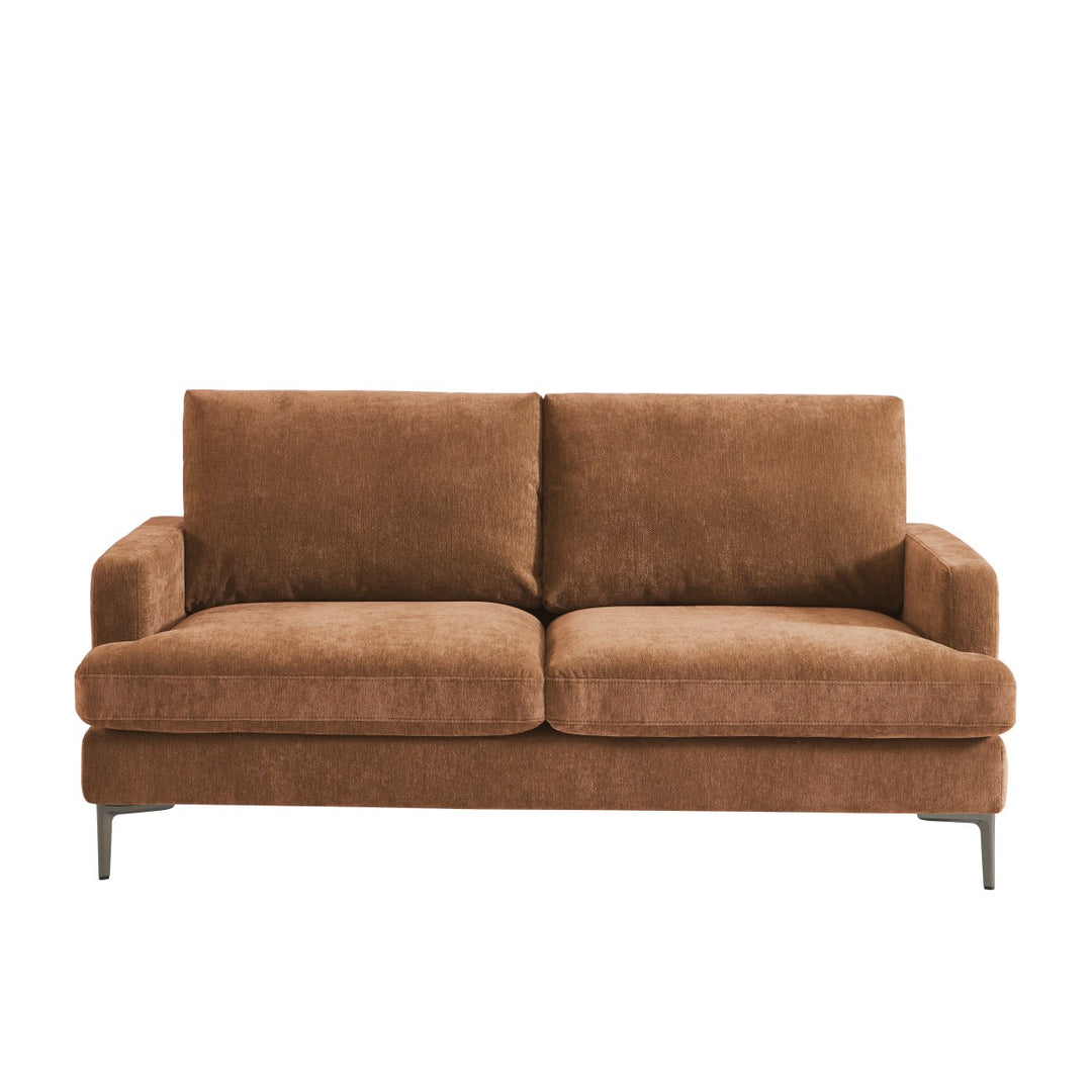 Wenda 3-Seater Fabric Upholstered Stationary Sofa - TERRACOTTA