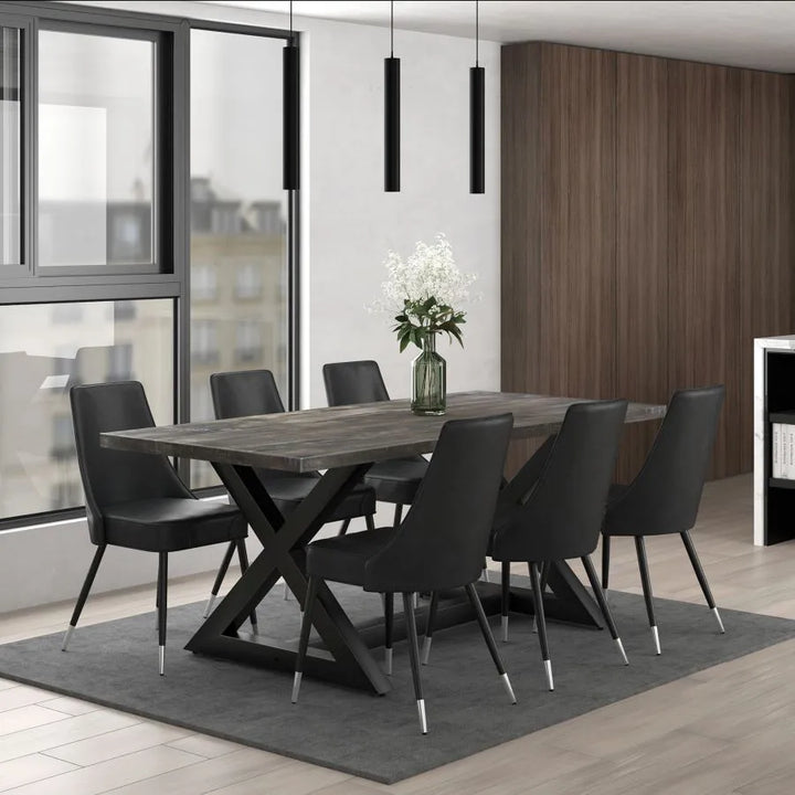 Ottawa 7-Piece Dining Set in Tempting Black Finish