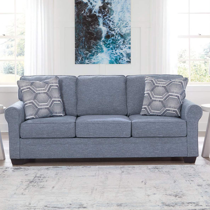 3260438 Carissa Manor Sofa In Fabric Upholstery - Denim | Benchcraft By Ashley