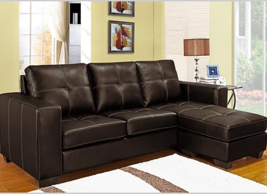 Bravo Brown Reversible Sofa Sectional In Faux Leather
