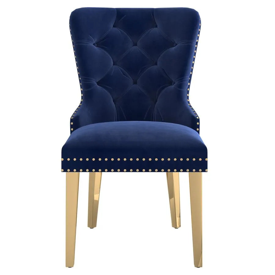 Mizal Side Chair, Set of 2 in Navy and Gold