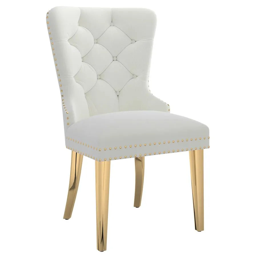Mizal Side Chair, Set of 2 in Ivory and Gold
