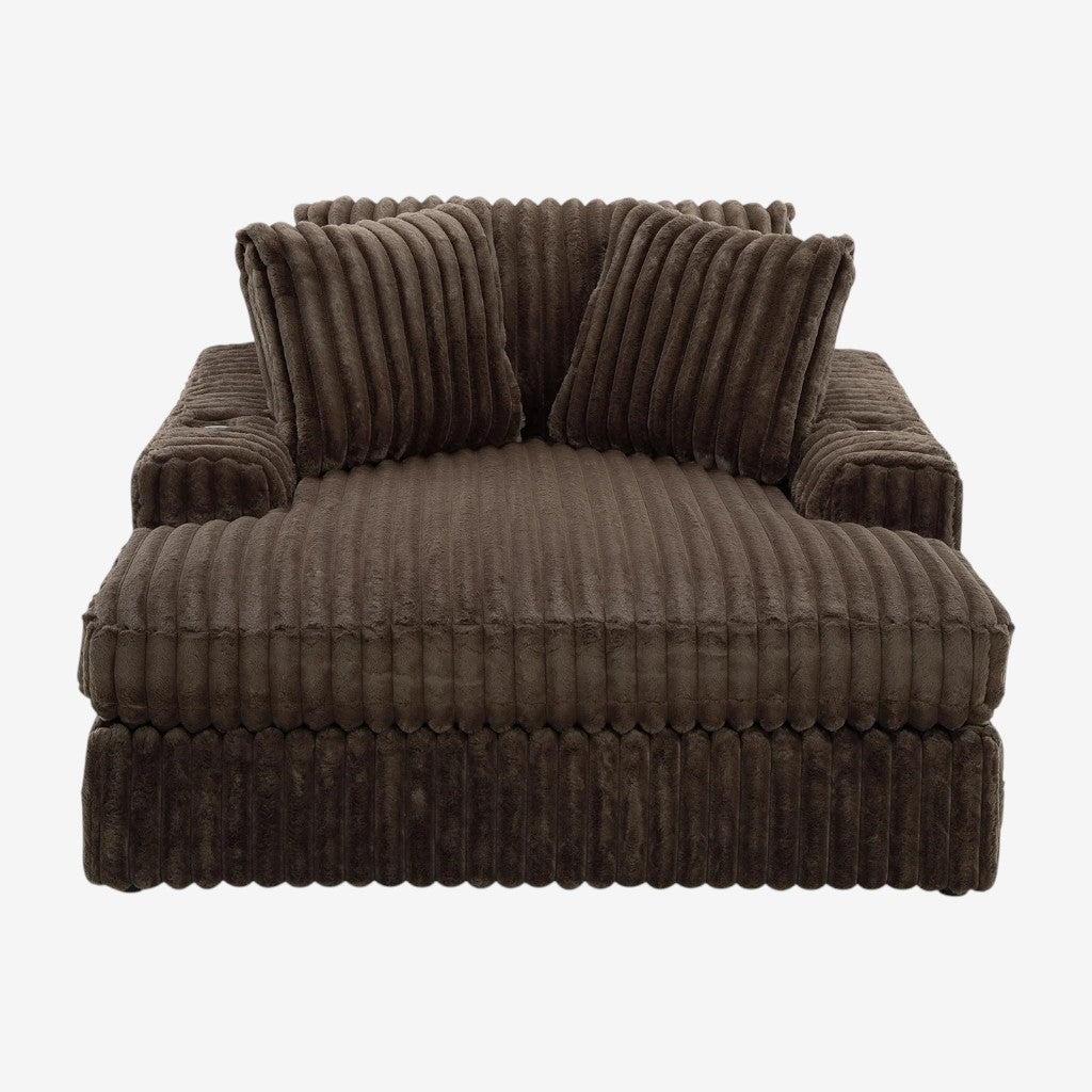 Midnight-madness Oversized Chaise In Fabric Upholstery - Chocolate - Close-Up Detail