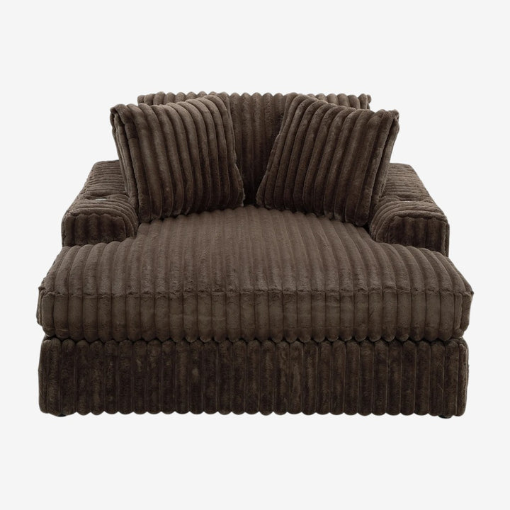 Midnight-madness Oversized Chaise In Fabric Upholstery - Chocolate - Close-Up Detail