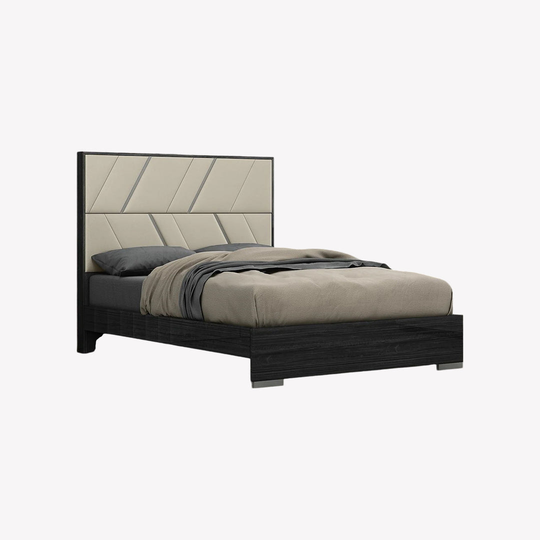 Harper Solid Wood Platform Bed Frame With High Gloss Finish - Grey