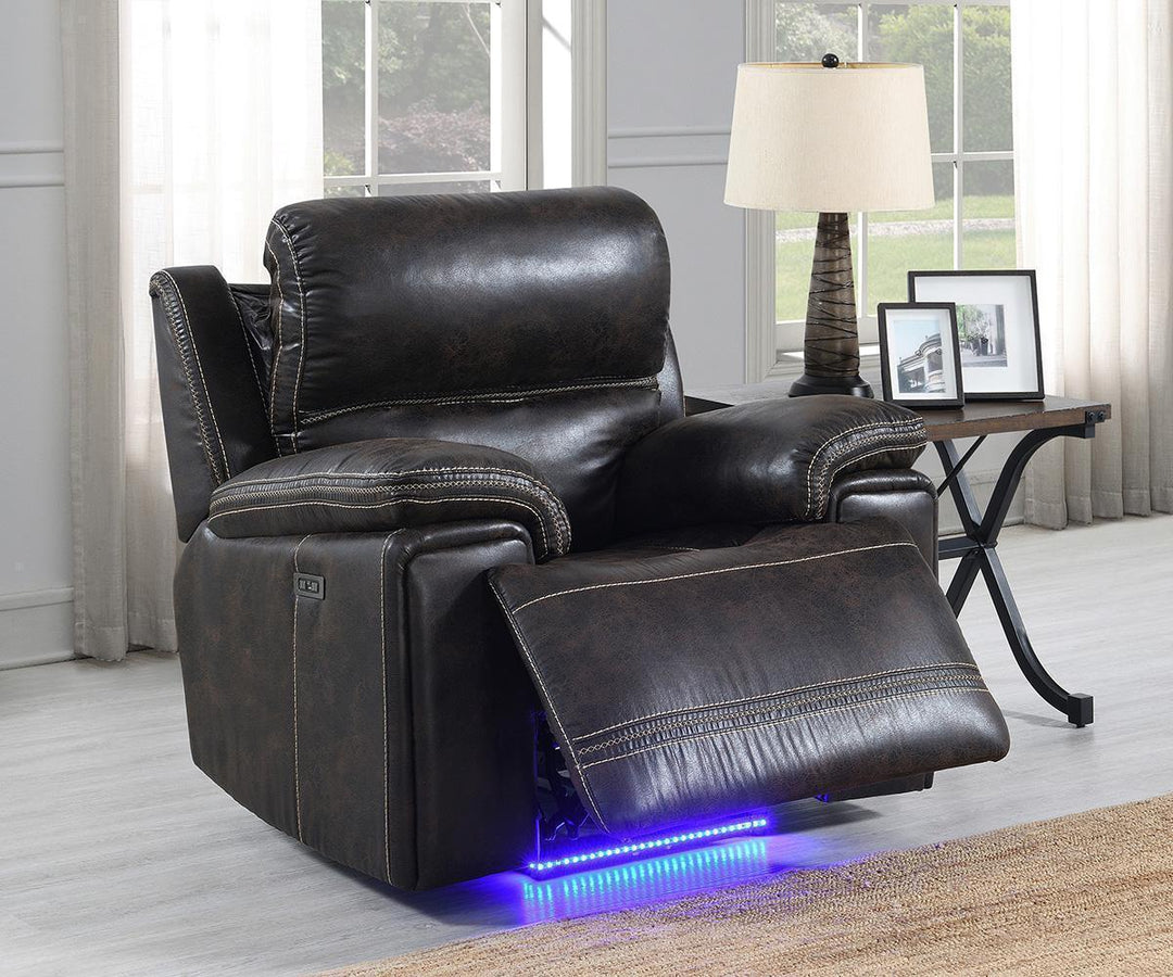 Valea 3-Piece Dark Brown Power Recliner Set in Leathaire Upholstery