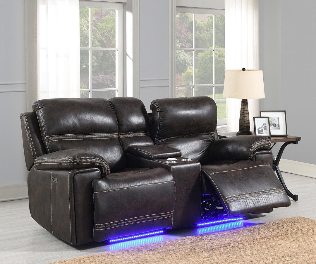 Valea 3-Piece Dark Brown Power Recliner Set in Leathaire Upholstery
