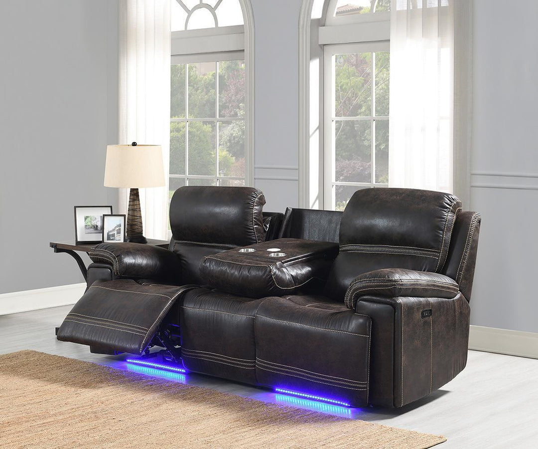 Valea 3-Piece Dark Brown Power Recliner Set in Leathaire Upholstery