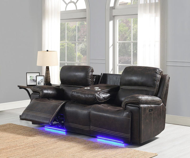 Valea 3-Piece Dark Brown Power Recliner Set in Leathaire Upholstery