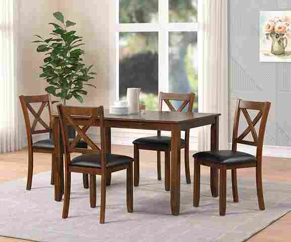Essence with Quality Wood Dining Ensemble with X-Back Chairs, Plush Comfort, and Effortless Style