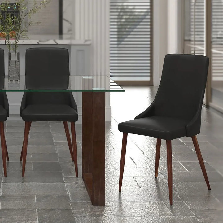 Colin Faux Leather Dining Chair With Walnut Finish (Set of 2) | Available In Black, White & Light Grey Colors
