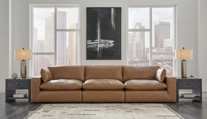 30901S2 Emilia 3-Piece Sectional Sofa In Leather Upholstery - Caramel | Signature Design By Ashley