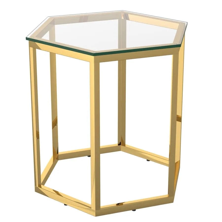 Contemporary Metal and Glass Accent Table, Set of 3 - Gold