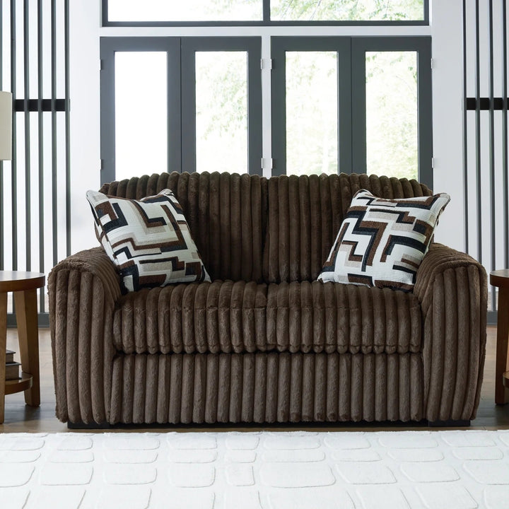 9810435 Midnight-madness Loveseat In Fabric Upholstery - Chocolate | Signature Design By Ashley
