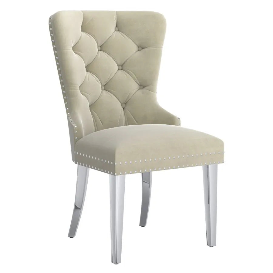 Hollis Side Chair, Set of 2 in Ivory and Chrome
