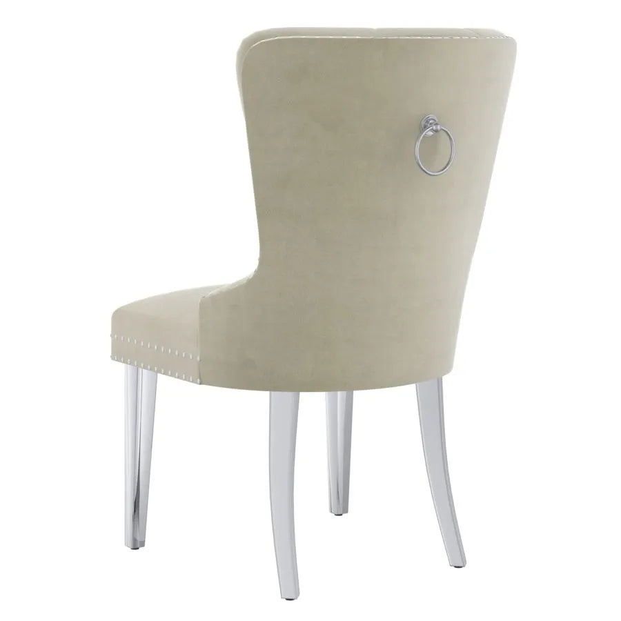 Hollis Side Chair, Set of 2 in Ivory and Chrome