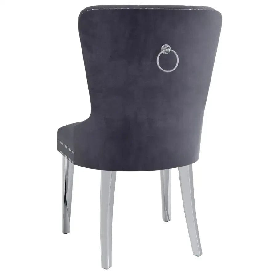 Hollis Side Chair, Set of 2 in Grey and Chrome