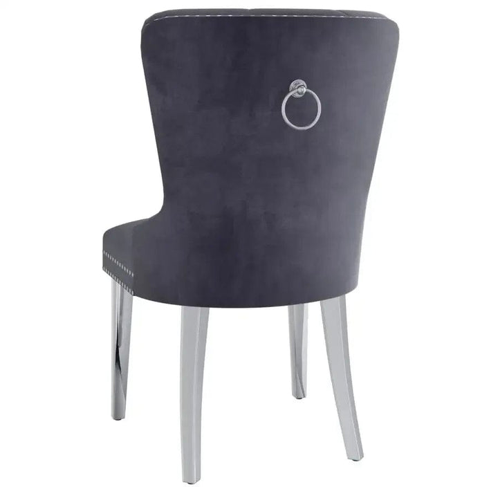 Hollis Side Chair, Set of 2 in Grey and Chrome