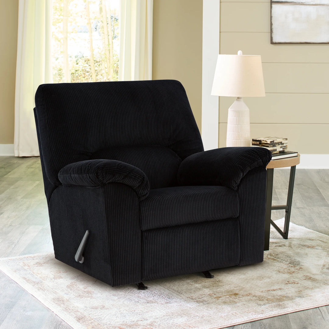 2420425 SimpleJoy Rocker Recliner Chair In Fabric Upholstery - Onyx | Signature Design By Ashley