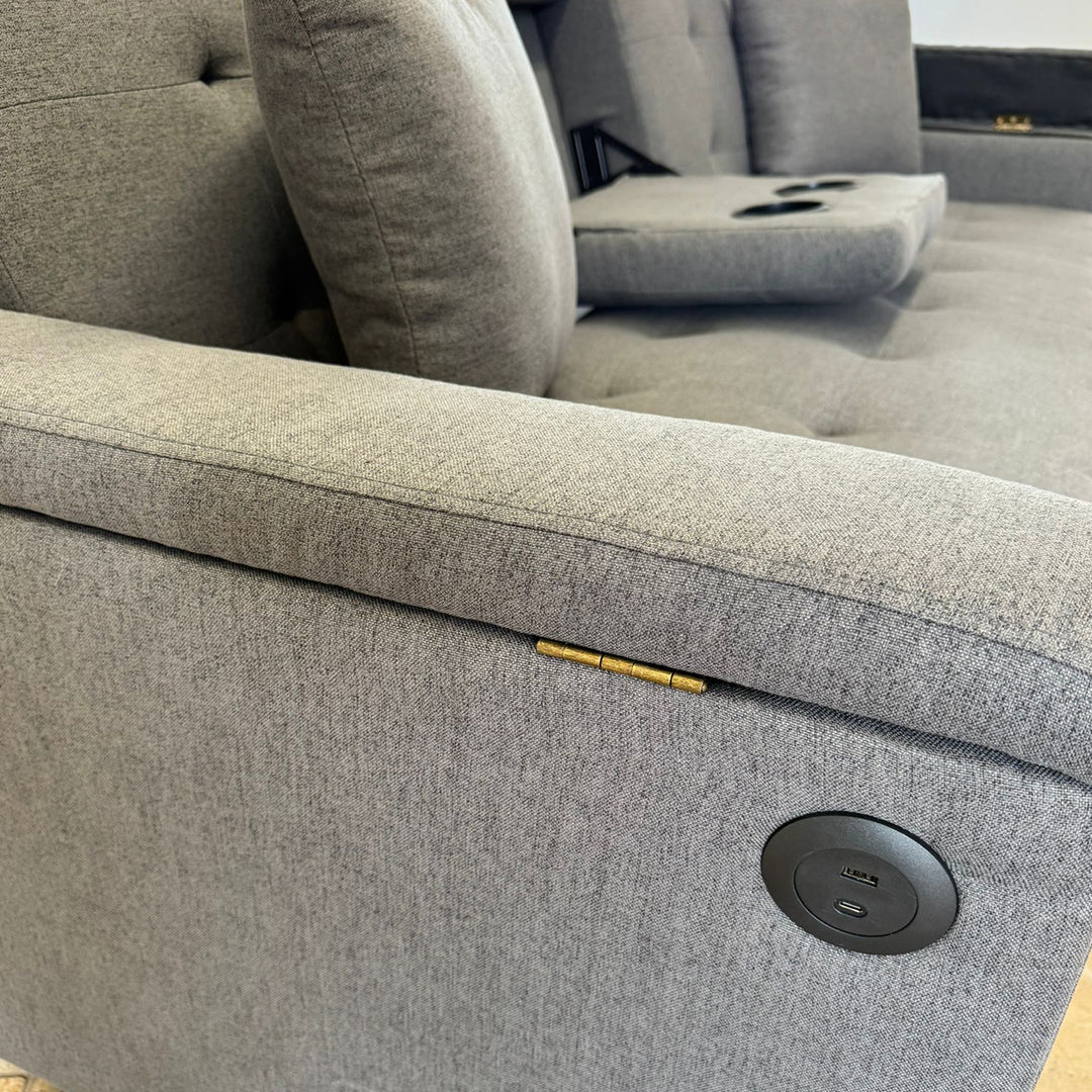 Drizzle Sleeper Sofa With Smart Storage & USB Charging Ports - Grey