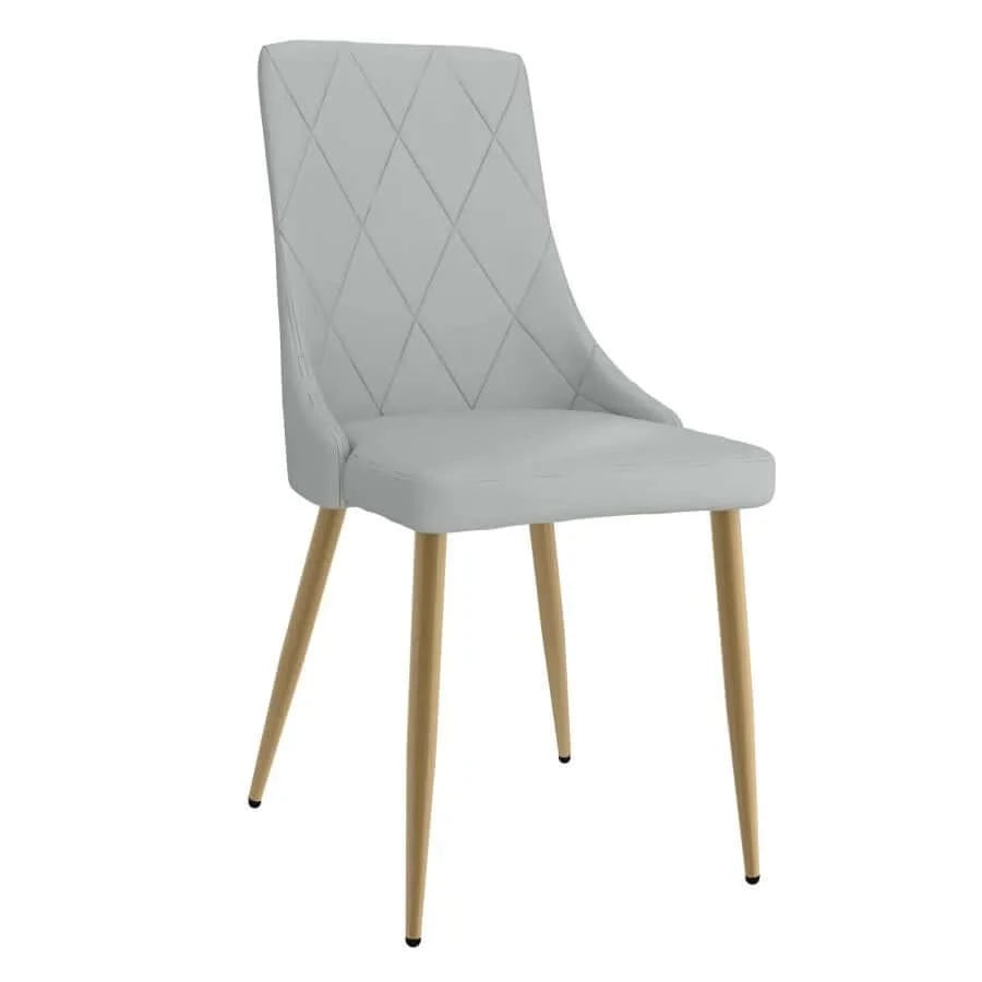 Antoine Side Chair, Set of 2 in Light Grey and Aged Gold