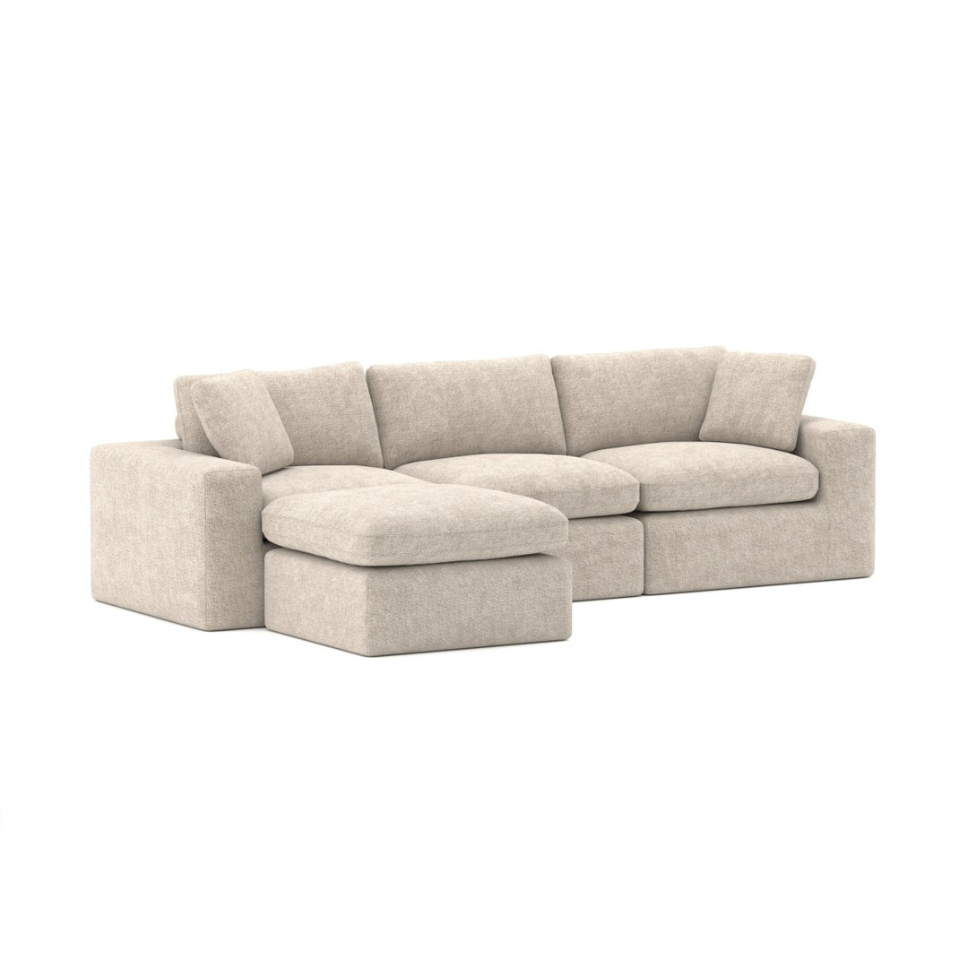 Laviar Fabric Upholstered Beige Sectional Sofa With Chaise