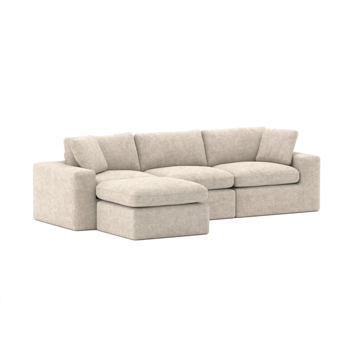 Laviar Fabric Upholstered Beige Sectional Sofa With Chaise