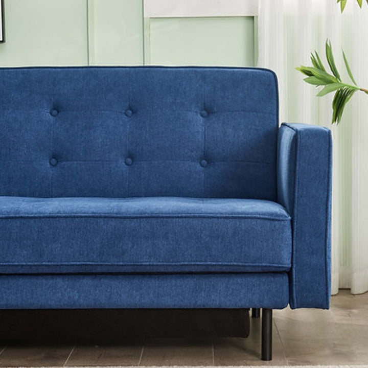 Cody Fabric Upholstered Sofa Bed In Tempting Blue Finish